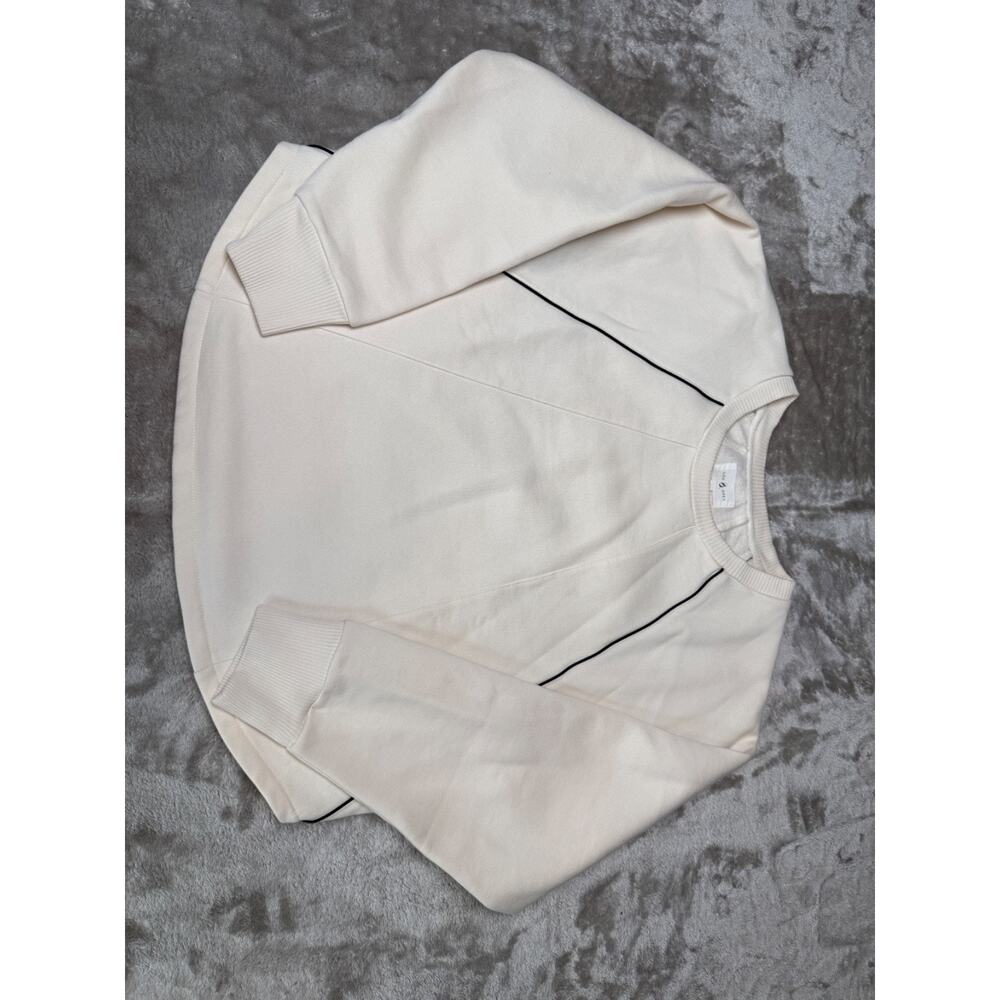 Loft Lou & Grey Piped Elite Fleece Sweatshirt Ivory Black Womens Size M NWOT - Picture 2 of 8